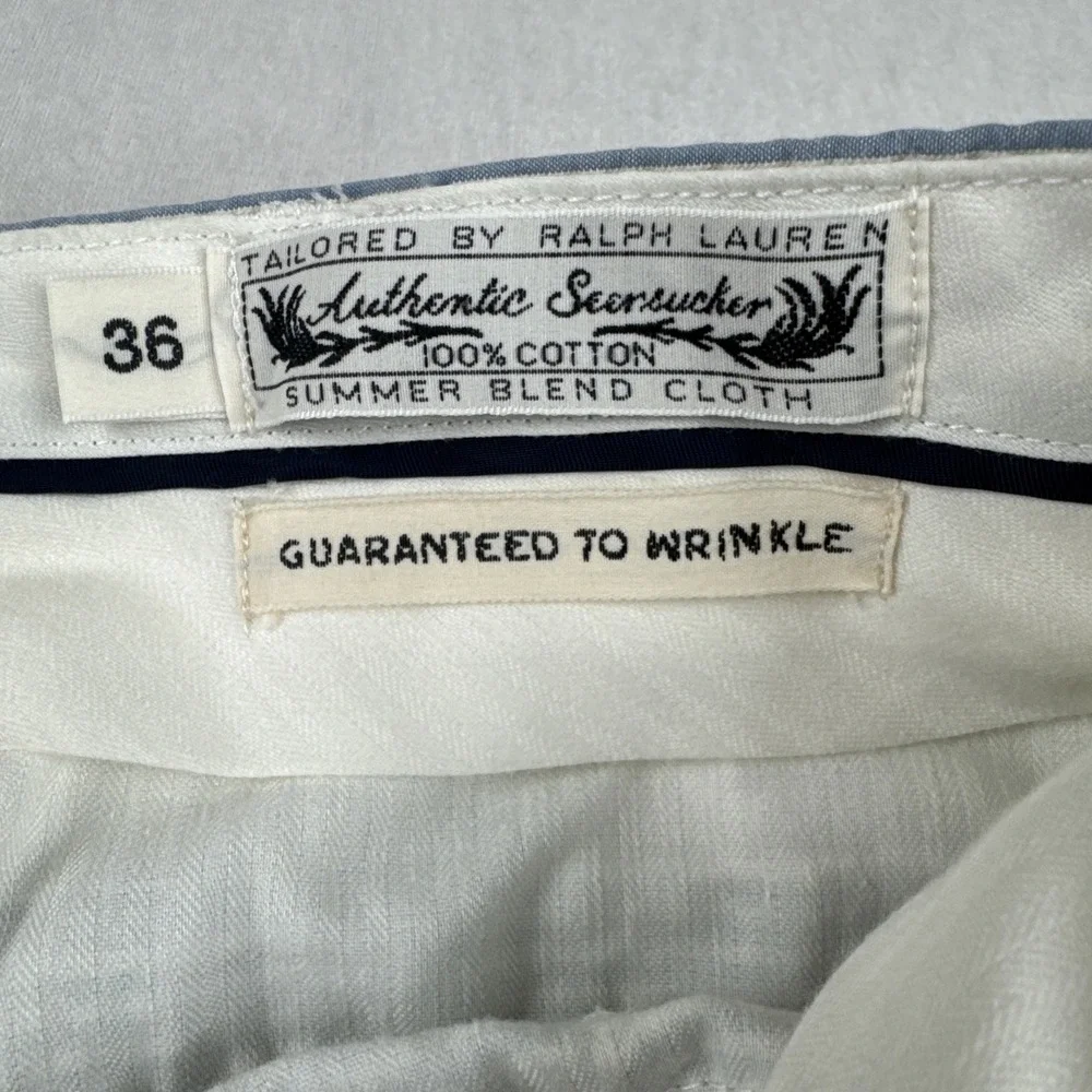 Polo Ralph Lauren Mens Seersucker Chino Pants fits 35*32 Coastal Preppy Derby